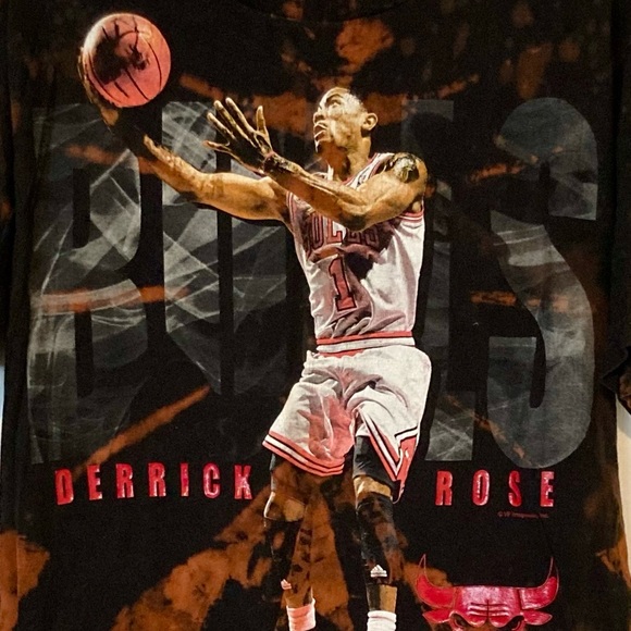 NBA Bulls Derrick Rose Tie Dye T-Shirt - Picture 3 of 7